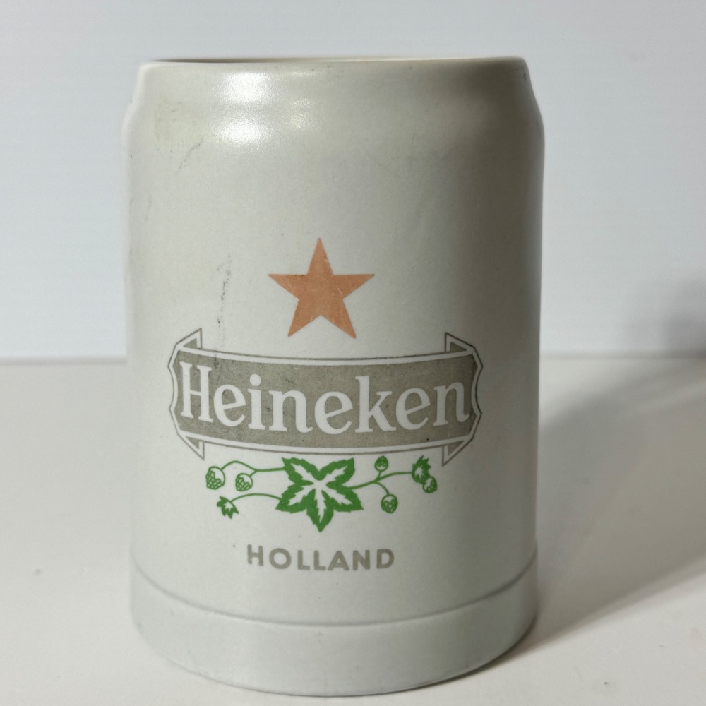 Heineken Beer Stein Grey Ceramic Mug Holland Red Star Logo Ceramarte Brazil